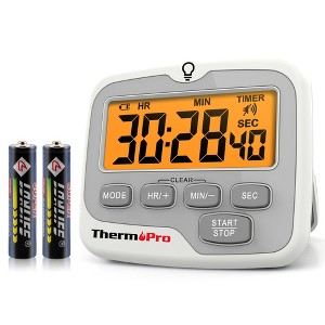 ThermoPro TM01W Kitchen Timer with Count Up and Countdown Timers for Cooking, Classroom, Exercise with LCD Screen Touch  Backlight - 1 of 4