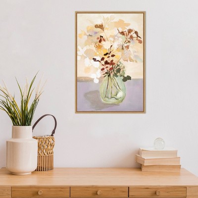 27" x 19" Pastel Floral Framed Canvas Print