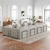 8-Seater Convertible Sofa Bed with Space-Saving Design, Modular Folding Floor Sofa with Side Storage Pockets, Chenille Fabric Sofa-Coolbibila - 3 of 4
