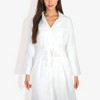 Anna-Kaci Women's Button Down Collar Neck Large Pocket Detail Scoop Hem Long Cuffed Sleeve Dress-Medium, White - 2 of 4