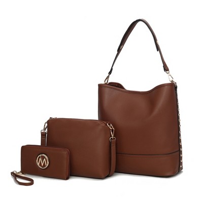 MKF Collection Wren Vegan Leather Women’s Hobo with Pouch and Wristlet Wallet by Mia K- 3 pieces