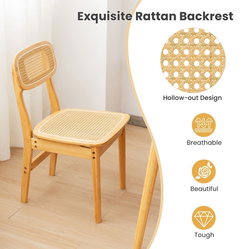 Tangkula Rattan Dining Chairs Set of 4 Kitchen Dining Chairs w/ Simulated Rattan Backrest, 5 of 11