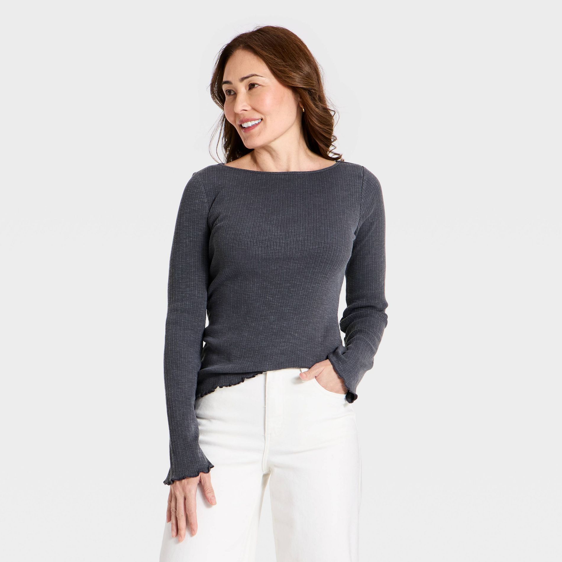 Women's Long Sleeve Heirloom Boat Neck T-Shirt - Universal Thread™