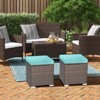 Tangkula 2 Pieces Patio Ottoman Outdoor Wicker Footstool Storage Box Side Table w/ Solid Metal Frame Additional Seating w/ Removable Cushions Beige/Off White/Red/Turquoise/Gray/Navy - 3 of 4