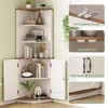 Tall Corner Storage Cabinet with Adjustable Shelves, Freestanding 5-Tier Hutch, Rustic White - 3 of 4