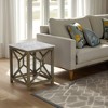 Royal Hampton End Table with 22" White Marble Top & Geometric Mango Wood Frame - 2 of 4