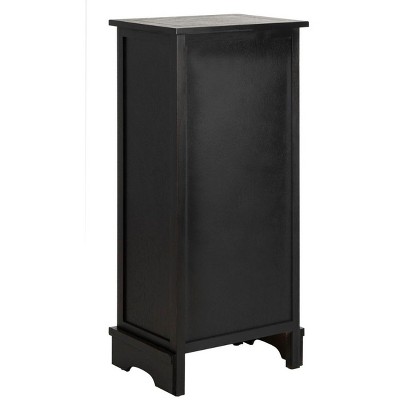 Distressed Black Pine Wood Accent Cabinet with Wicker Baskets