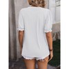 Coolmee Women Summer/Spring Puff Short Sleeve Tops Dressy Casual V-Neck T-Shirts Texture Pattern Cute Blouse for Work - 3 of 4