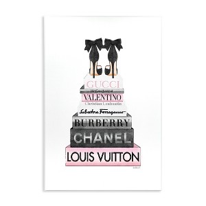 Stupell Industries Black Heels Pink Bookstack Wall Plaque Art - 1 of 4