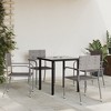 vidaXL Patio Dining Set Table and Chair Gray and Black Poly Rattan and Steel - 31.5" Table Length 4 Items - 2 of 4