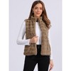 INSPIRE CHIC Women's Stand Collar Fully Lined Sleeveless Faux Fur Fluffy Zip Vest - 4 of 4