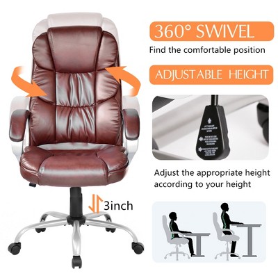 Brown High Back Leather Executive Swivel Office Chair