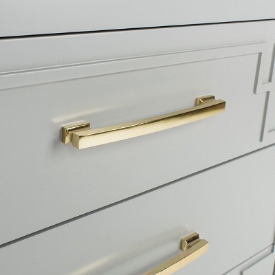 Gray and Gold Modern 3-Drawer Night Table
