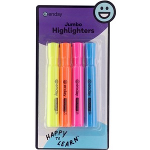 Emraw Pocket Highlighters – Assorted Colors with Chisel Tip, Comfortable Grip, Smudge-Free Fluorescent Ink in Yellow, Orange, Green & Pink - 1 of 4