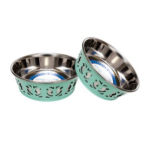 Country Living Set of 2 Farmhouse-Style Stainless Steel Dog Bowls – Available in 2 Sizes & 5 Colors - 1 of 4