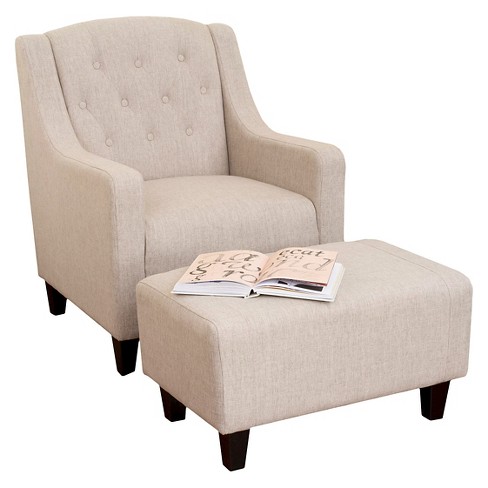 Upholstered club chair online and ottoman