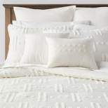 8pc Tufted Broken Stripe Comforter Bedding Set White - Threshold™