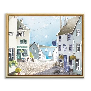 Stupell Industries Coastal Town Seaport Sailboats Floating Frame Canvas Art - 1 of 4