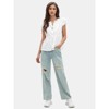 EXLURA Womens Button Down Blouses Casual Ruffle Cap Sleeve Crewneck Summer Peplum Drawstring Tops - 4 of 4