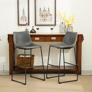 DOMETOUR Vintage PU Leather Barstools Set of 2 - 1 of 4