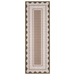 Modern Bordered Living Room Bedroom Rugs, Scalloped Washable Non Slip Dining Room Carpet, Accent Home Decor Rugs - 1 of 4