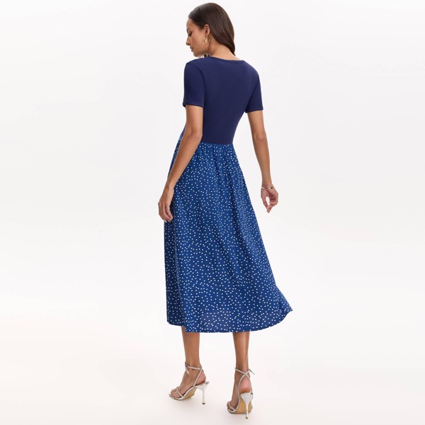 Vestido midi de manga corta con contraste - A New Day™ 2