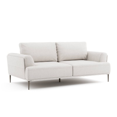 HOMES: Inside + Out Tubera 81" Sofa Chenille T Seat Cushion Upholstered Recliner with Extendable Back White