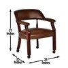 Traditional Microfiber Arm Chair with Casters, Nailhead Trim and Pedestal Base for Living Room - 3 of 4