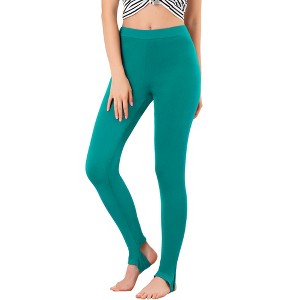 INSPIRE CHIC Women's Elastic Waistband Soft Gym Yoga Cotton Stirrup Pants Leggings - 1 of 4