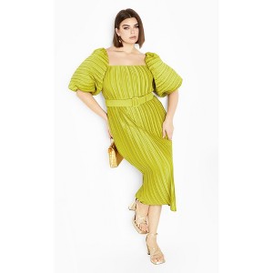 Women's Plus Size Krista Pleat Dress - chartreuse | CITY CHIC - 1 of 4
