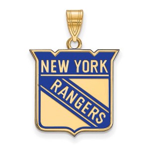 Black Bow Jewelry 14k Yellow Gold Plated Sterling Silver New York Rangers NHL Large Pendant - 1 of 3