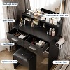GAOMON Vanity Set with 3-Color Adjustable LED Mirror, Small Makeup Desk with Power Outlet and 2 Drawers - 2 of 4