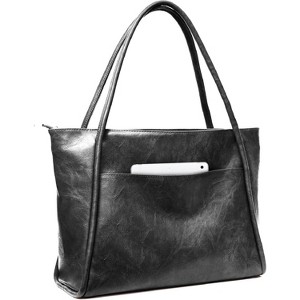 Large Tote Bag for Women Work with Zipper 16L Vegan Leather Ladies Travel Purses and Handbags - 1 of 4
