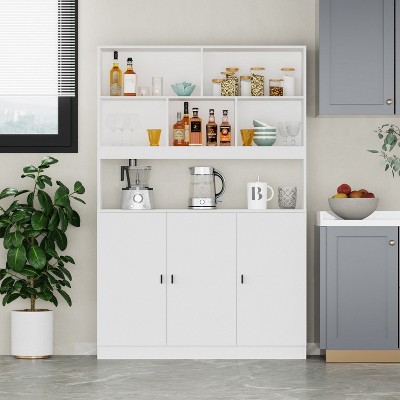 Famapy White Kitchen Cabinet Display Shelf for Multiple Scenarios