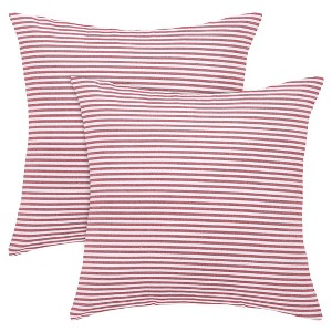 PiccoCasa Woven Striped Lumbar Throw Decors Rectangle Pillow Case 2 Packs - 1 of 4