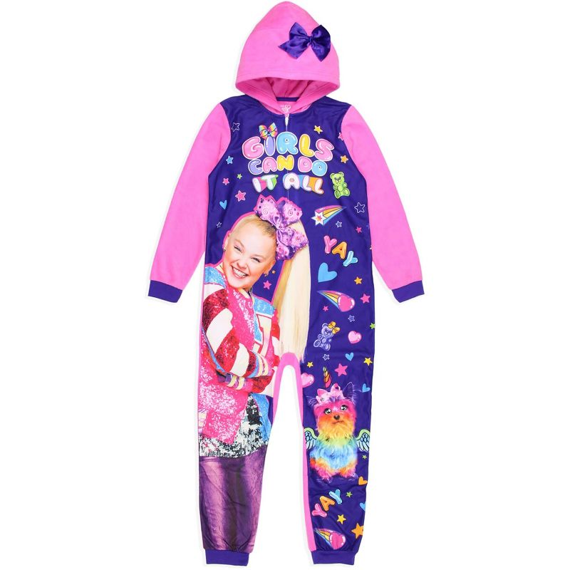 JoJo Siwa Girls' Can Do It All Zipper Sleeper Union Suit Pajama Outfit, 1 of 8