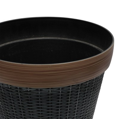 Gray and Tan Woven Style Indoor Outdoor Planter with Drainage Hole