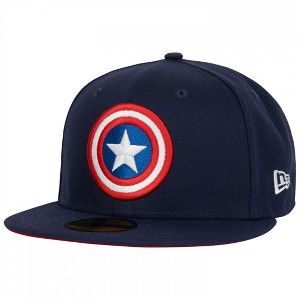 Adult Captain America American Flag Navy Colorway New Era 59Fifty Fitted Hat - 1 of 4