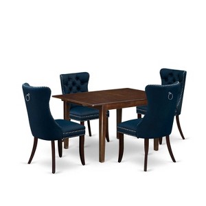 5-Piece Mahogany Finish Solid Wood Top Rectangular Dining Room Set  (Seats-4) - 1 of 4