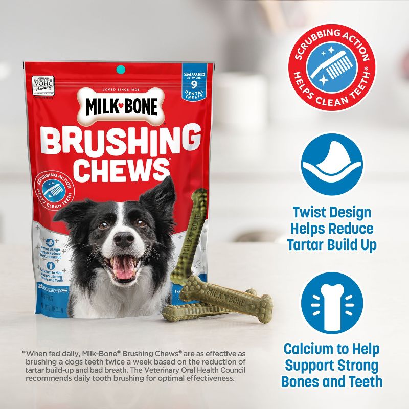 Milk-Bone Brushing Chews Daily Dental Fresh Mint Flavor Dog Treats - S/M - 19.6oz, 5 of 7