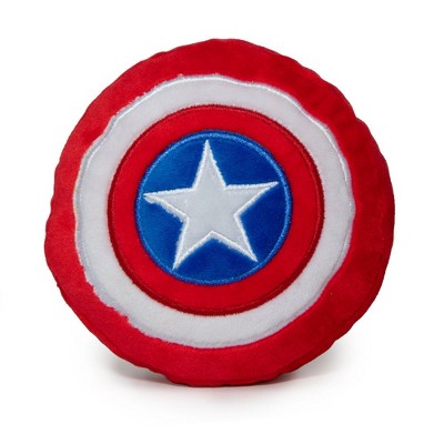 Buckle-Down Dog Toy Squeaker Plush - Marvel Comics Captain America Shield Red White Blue White