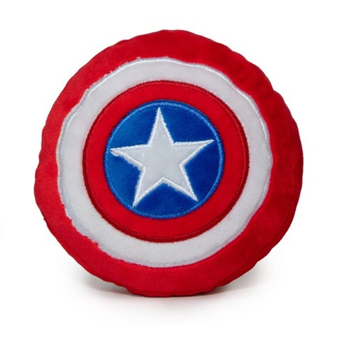 Buckle-Down Dog Toy Squeaker Plush - Marvel Comics Captain America Shield  Red White Blue White