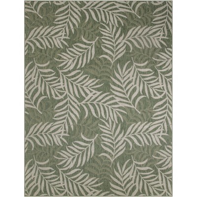 Nourison 8' X 10' Garden Oasis Tropical Leaf Flatweave Indoor Outdoor ...
