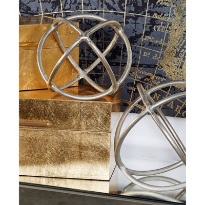 Sleek Silver Aluminum Geometric Orbs Set of 2 - Modern Elegance