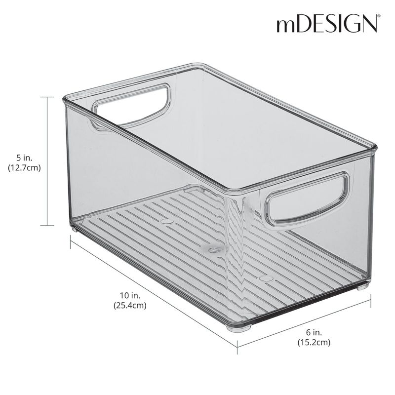 mDesign Plastic Kitchen Pantry Organizer Bin with Handles, 4 Pack, 3 of 8