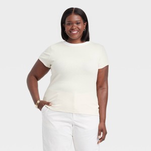 Women's Short Sleeve Ribbed T-Shirt - A New Day™ - 1 of 3