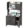 Multi-Functional Cat Litter Box Enclosure Furniture - 3-Tier Storage, Scratching Pad, Farmhouse Side Table, Pet Supply Organizer - 3 of 4