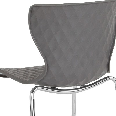 Quilted Diamond Gray Plastic Stackable Modern Chair