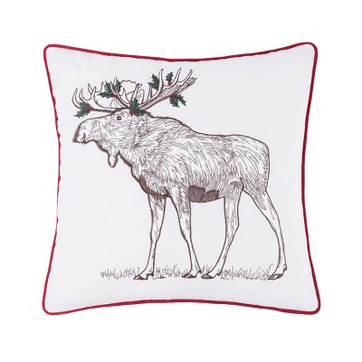 C&F Home 18" x 18" Holly Moose Embroidered Pillow