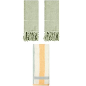 REGALWOVEN 3 Packs Cotton Absorbent Soft Decorative Bathroom Hand Towel Set - 1 of 4